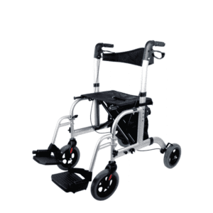 ALBRO 2-in-1 rollator walker and transportation wheelchair with seat and footrests
