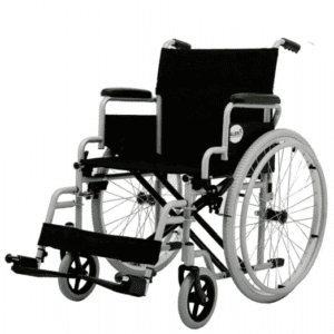 Wide Steel Wheelchair with Pneumatic Rear Wheels – ALB-1908-50