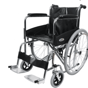 Standard Steel Wheelchair with Safety Belt & Ergonomic Handles