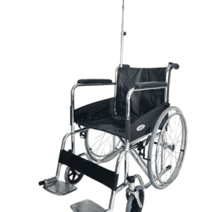 Steel Wheelchair with Built-In IV Pole