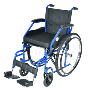 Narrow Steel Wheelchair – Pneumatic Spoke Rear Wheels