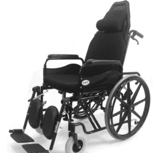 Reclining Steel Wheelchair – High Backrest & Elevating Footrests