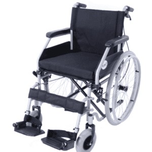 Standard Steel Wheelchair with Flip-Up Armrests & Detachable Footrests – 46 cm Seat