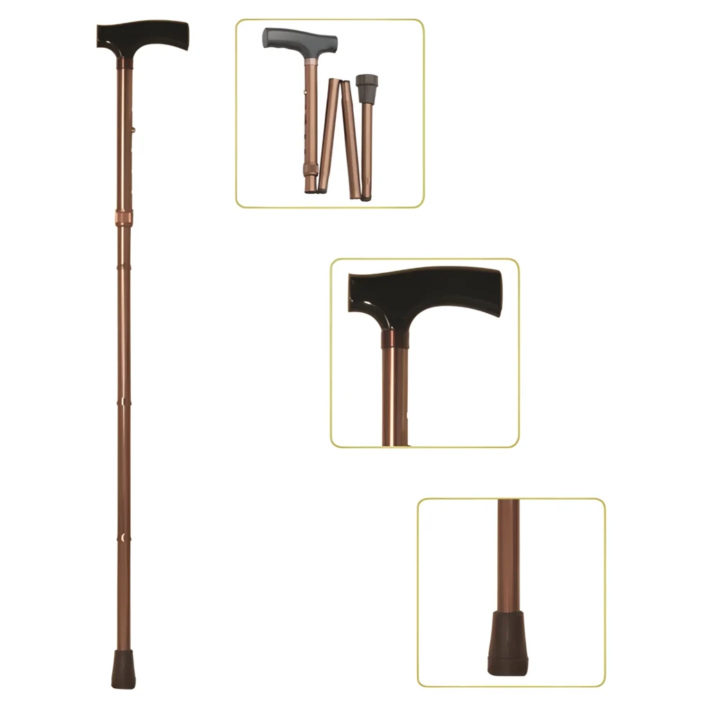 Folding Walking Stick (Bronze/Brown)