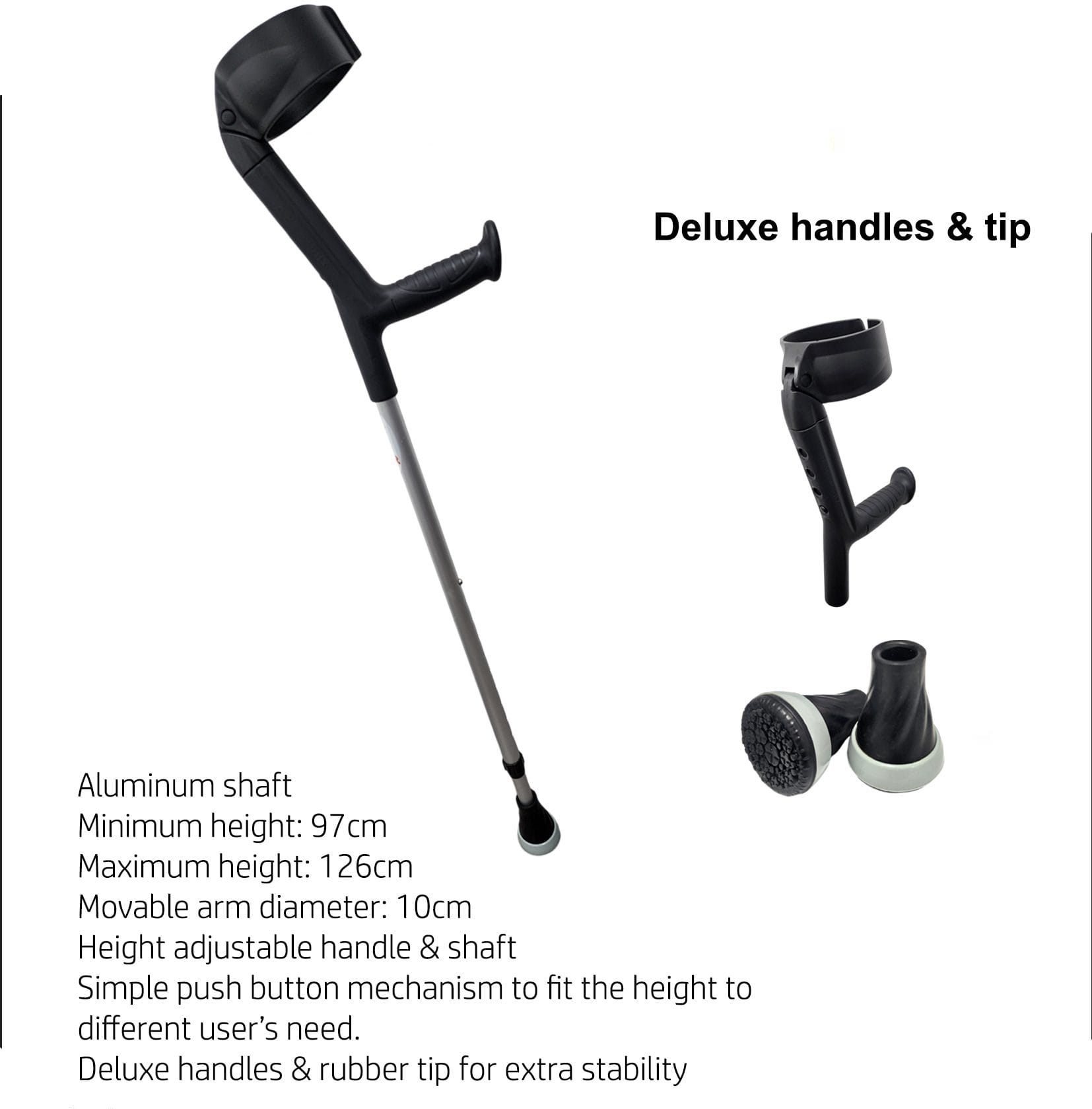 Elbow Crutches (Deluxe Handles & Tip)