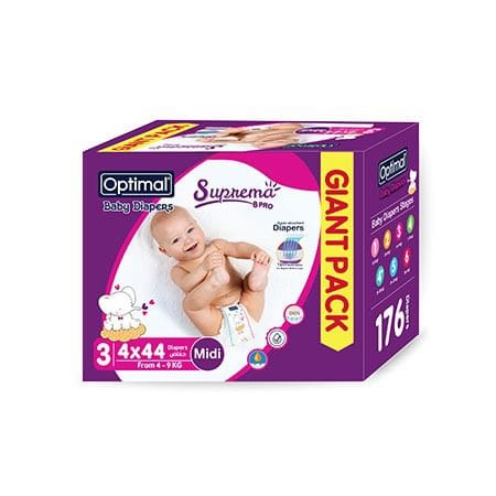 Giant pack baby diapers 3 (4-9 Kg)-176 Pcs Medi