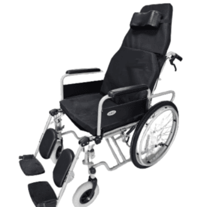 Wide Steel Reclining Wheelchair with Elevating Footrests – 50 cm Seat