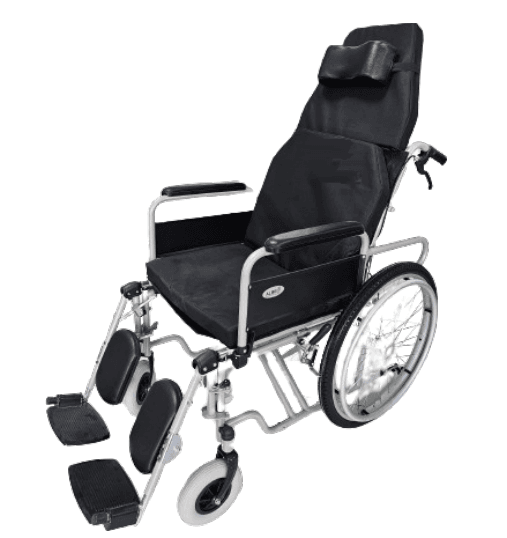 Wide Steel Reclining Wheelchair with Elevating Footrests – 50 cm Seat