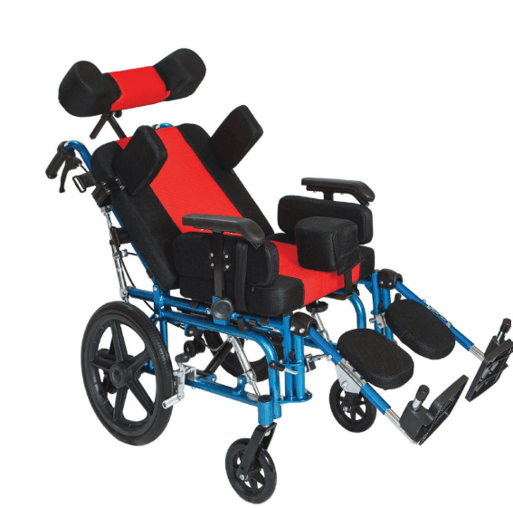 Narrow Pediatric Cerebral Palsy Wheelchair with Reclining Backrest & Elevating Footrest