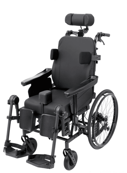 Deluxe Adult Cerebral Palsy Wheelchair with High Backrest, Reclining Backrest & Dining Table