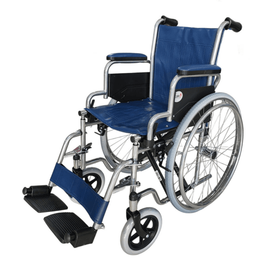 Narrow Steel Wheelchair with Flip-Up Armrests & Detachable Footrests – 41 cm Seat