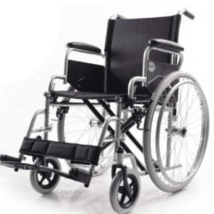 Standard Steel Wheelchair with Flip-Up Armrests & Detachable Footrests – 46 cm Seat