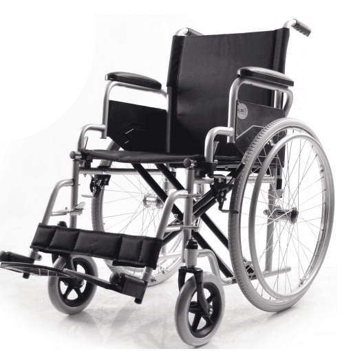 Standard Steel Wheelchair with Flip-Up Armrests & Detachable Footrests – 46 cm Seat