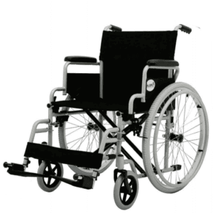 Wide Steel Wheelchair with Pneumatic Rear Wheels – ALB-1908-50