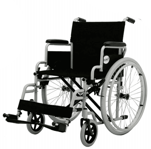 Wide Steel Wheelchair with Pneumatic Rear Wheels – ALB-1908-50