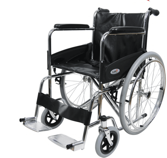 Standard Steel Wheelchair with Safety Belt & Ergonomic Handles
