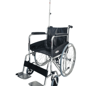 Steel Wheelchair with Built-In IV Pole