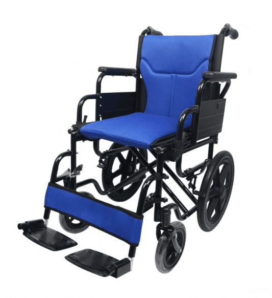 Steel Transit Wheelchair with Padded Seat & Backrest