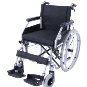 Standard Steel Wheelchair with Flip-Up Armrests & Detachable Footrests – 46 cm Seat