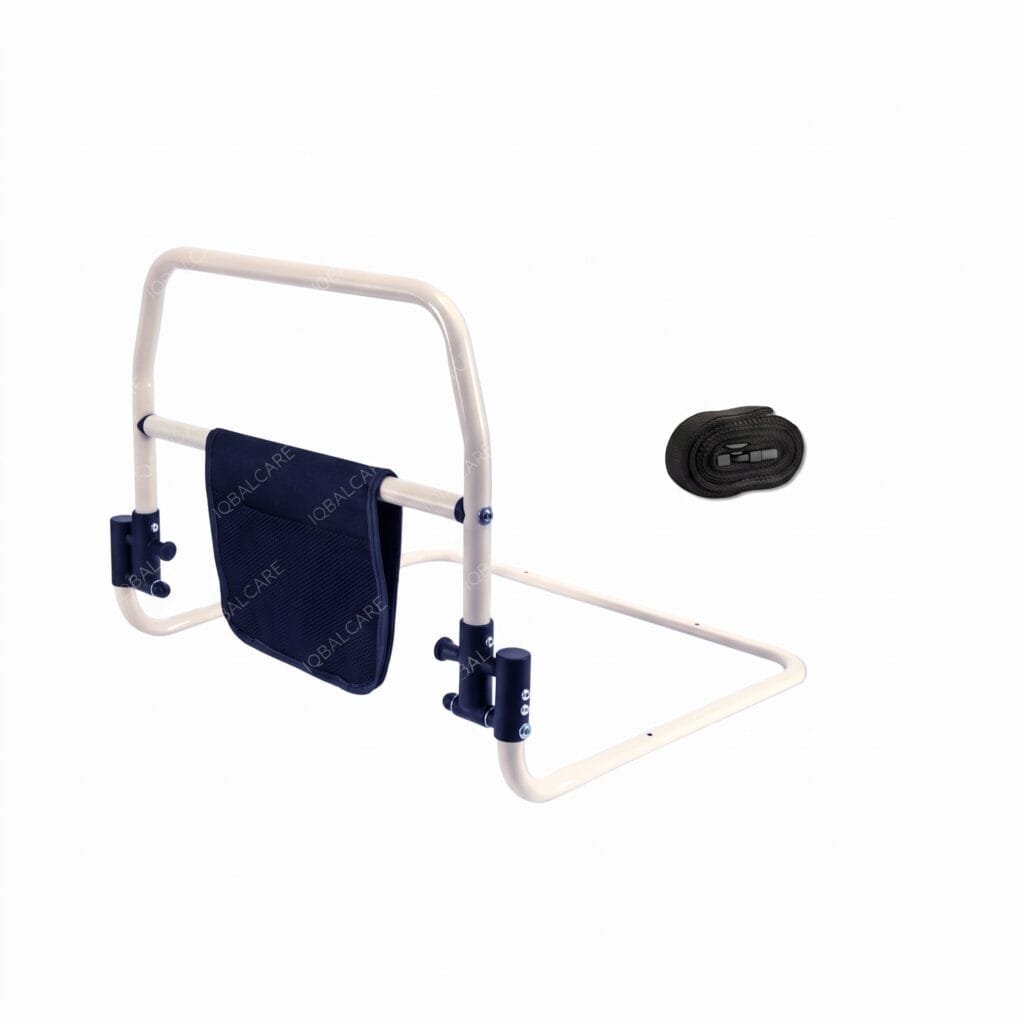 Flip-Down Under Bed Assist Rail with Storage Pocket
