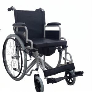 Grey standard size commode wheelchair with spoke wheels