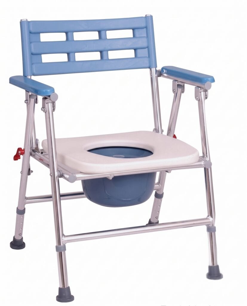 Foldable Powder-Coated Steel Commode Chair with Foam Seat – Standard Size