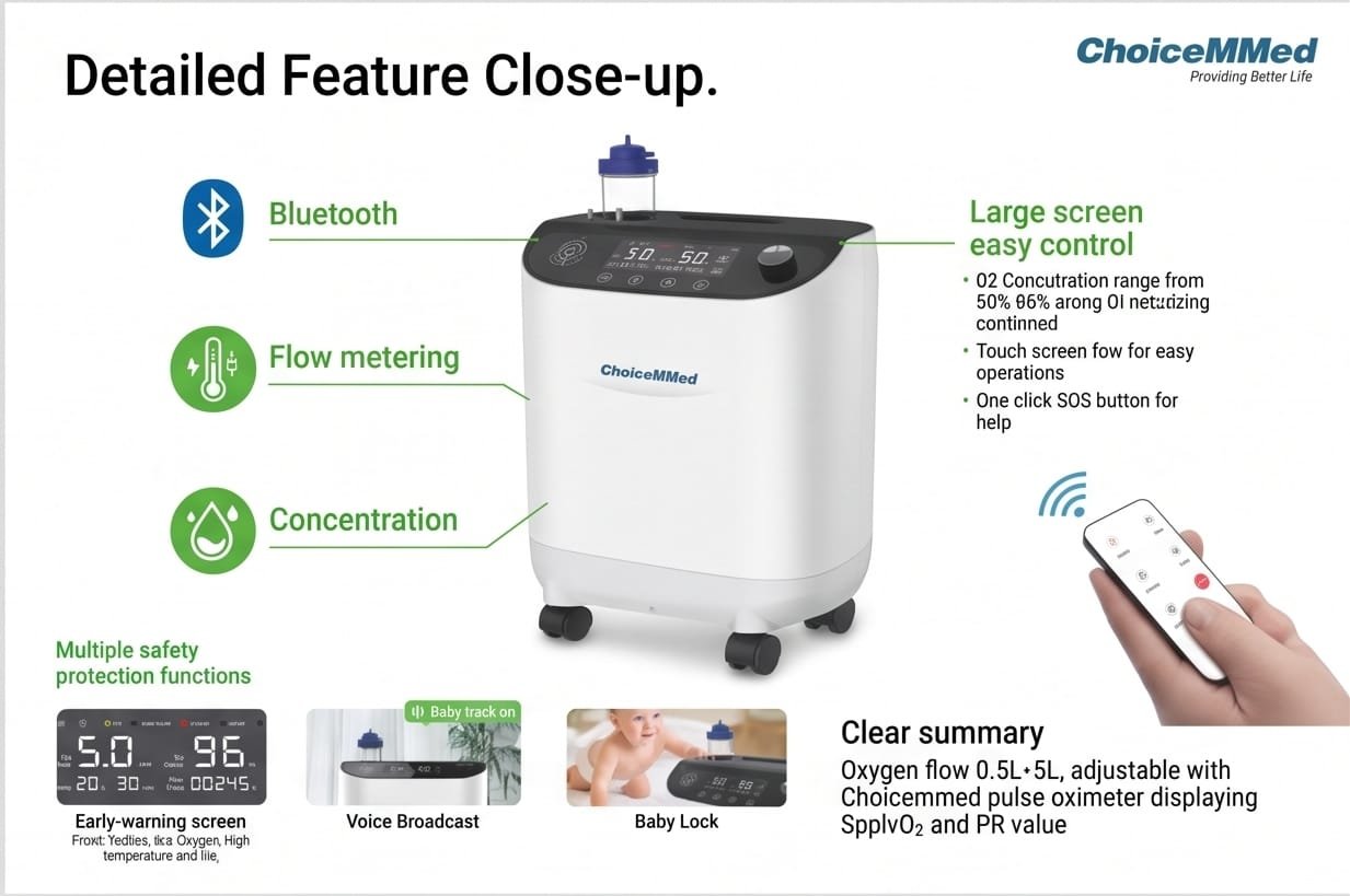 5L Medical Oxygen Concentrator OCB-5 Series with App Control - Image 3