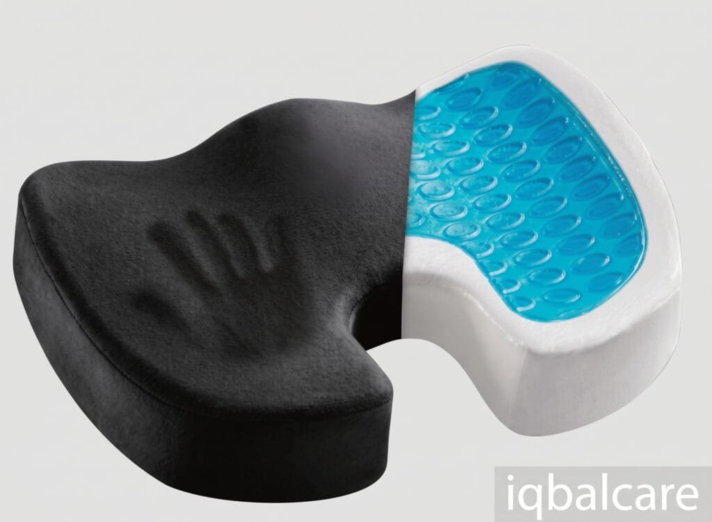 Orthopedic Memory Foam & Gel Seat Cushion – Cooling Coccyx Pad (54 x 36 cm)